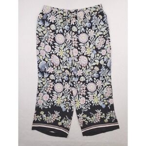 Loft Pants Women Medium Floral Crop Relaxed Wide Leg BOHO Y2K Lightweight Lounge